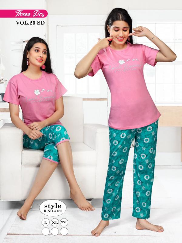 Ft three pcs 20 Cotton three Pcs Women Night Wear Collection